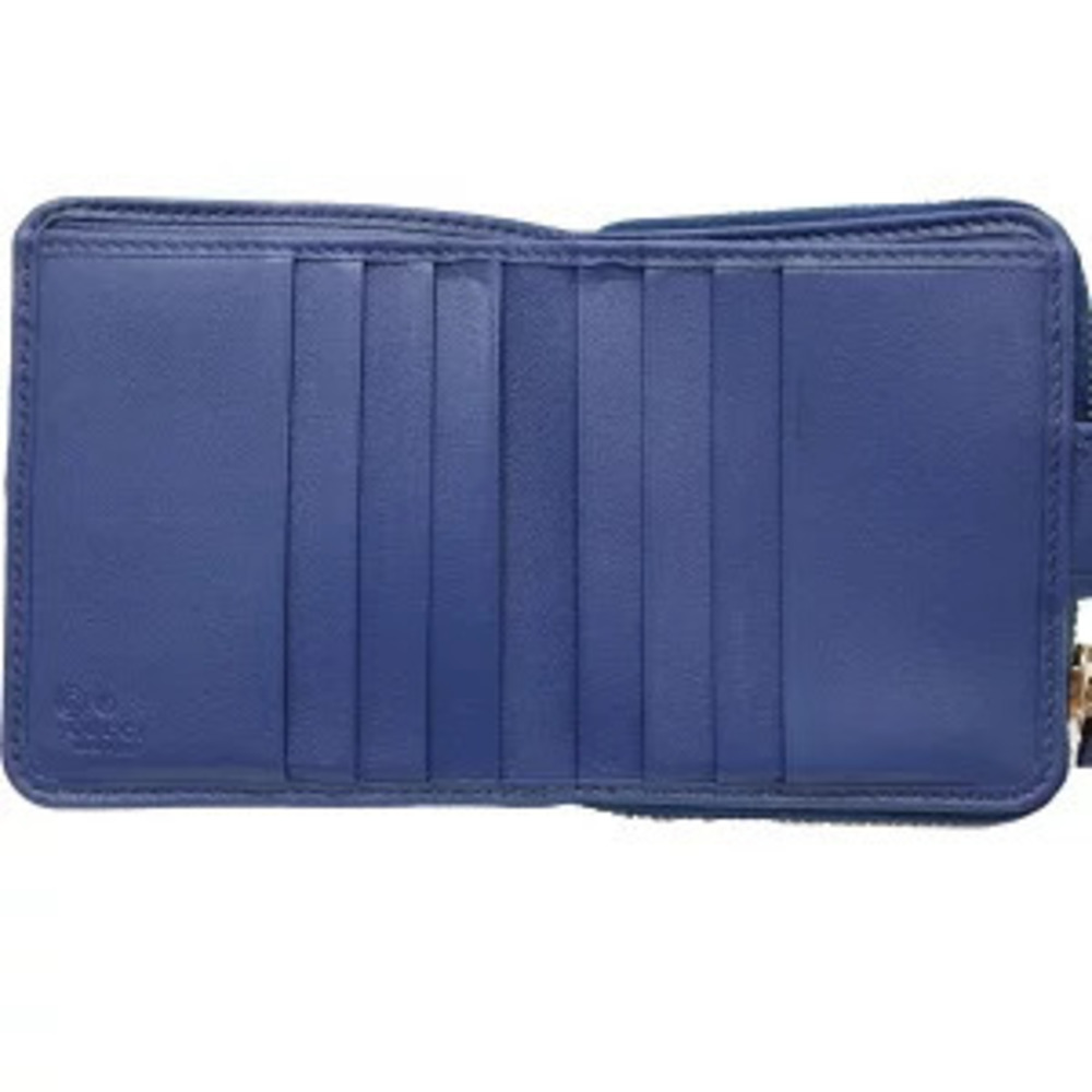 Gucci Compact Wallet guccissima Bi fold Leather Blue - Picture 6 of 8